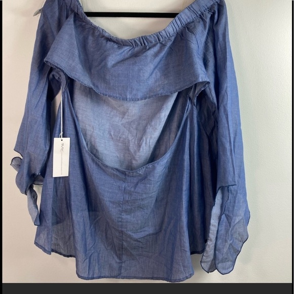 TRUTH NYC X-large denim color, off shoulder top ,open back Tie’s at wrist - Picture 9 of 9